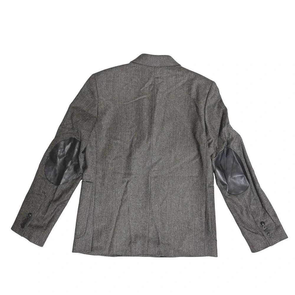 The Kooples Blazer Men’s Double Breasted Wool FR 46/ US 36 Brown‎ Leather Elbow